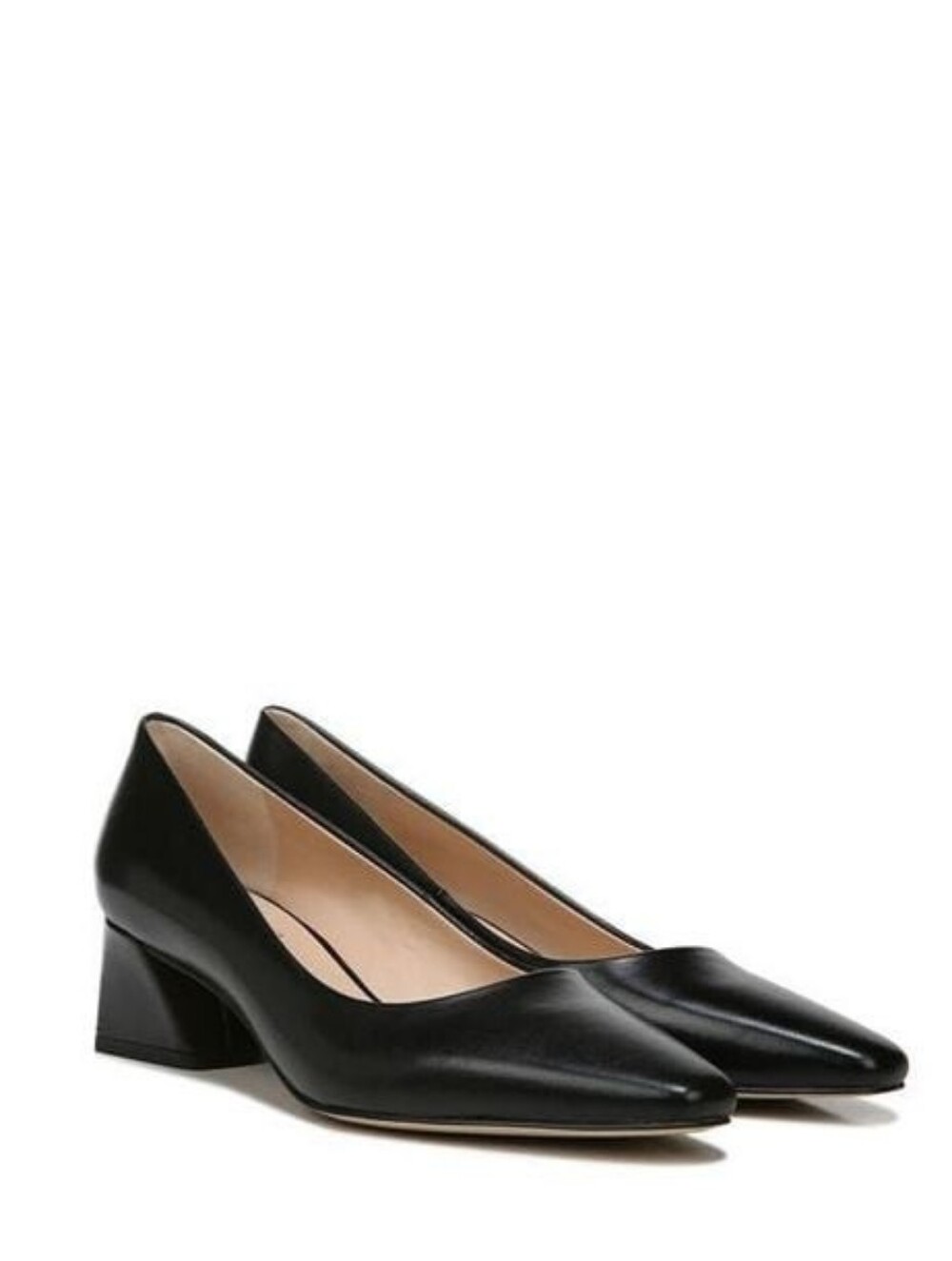 Franco Sarto Black Pointed Low Block Heel Pumps
